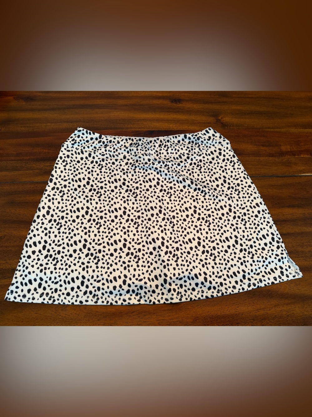 Women's White and Black Spotted A-Line Skirt